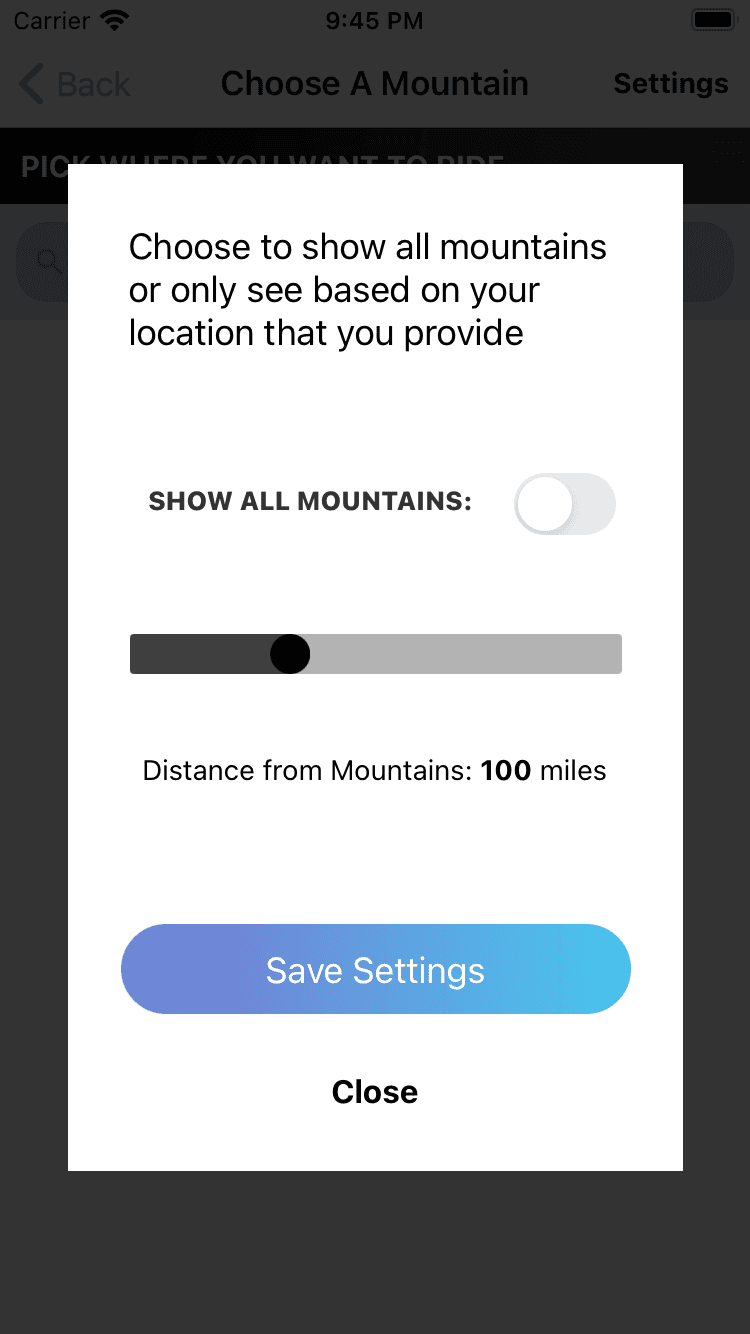 Finding riders and resorts by location in the SkiBuds app